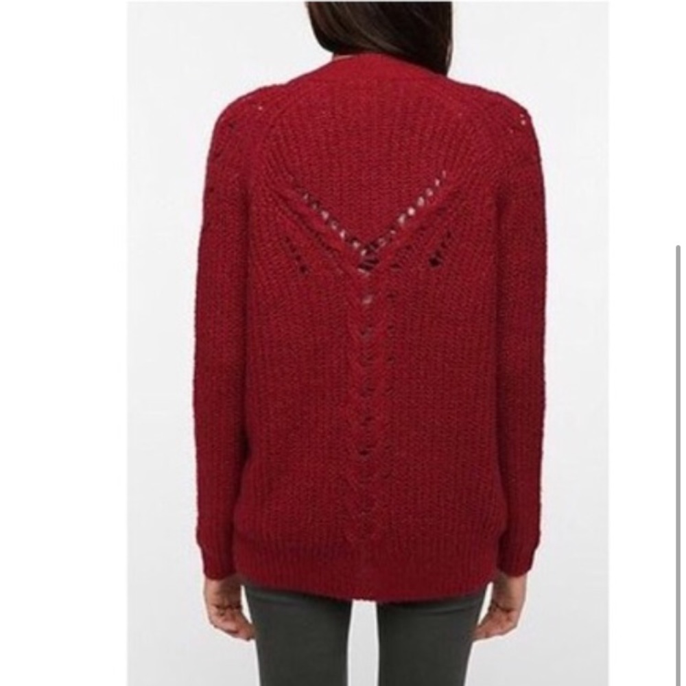 UO Kimchi Blue - Burgundy Knit Button Up Cardigan